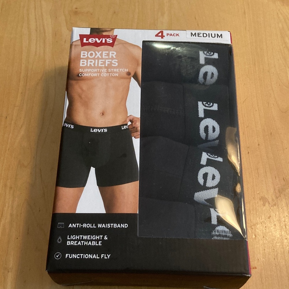 New In Box,Levi's Black Boxer Briefs - 4 Pack